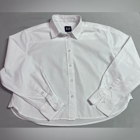 Gap Long Sleeve Button Down Cropped Shirt NWOT Size XS - Picture 2 of 7